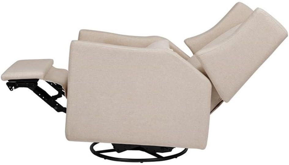 Babyletto Kiwi Almond Teddy Loop Nursery Power Glider Recliner Chair with Light Wood Base
