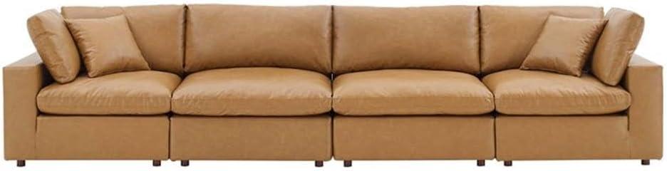 Modway Commix Down Filled Overstuffed Vegan Leather 4-Seater Sofa