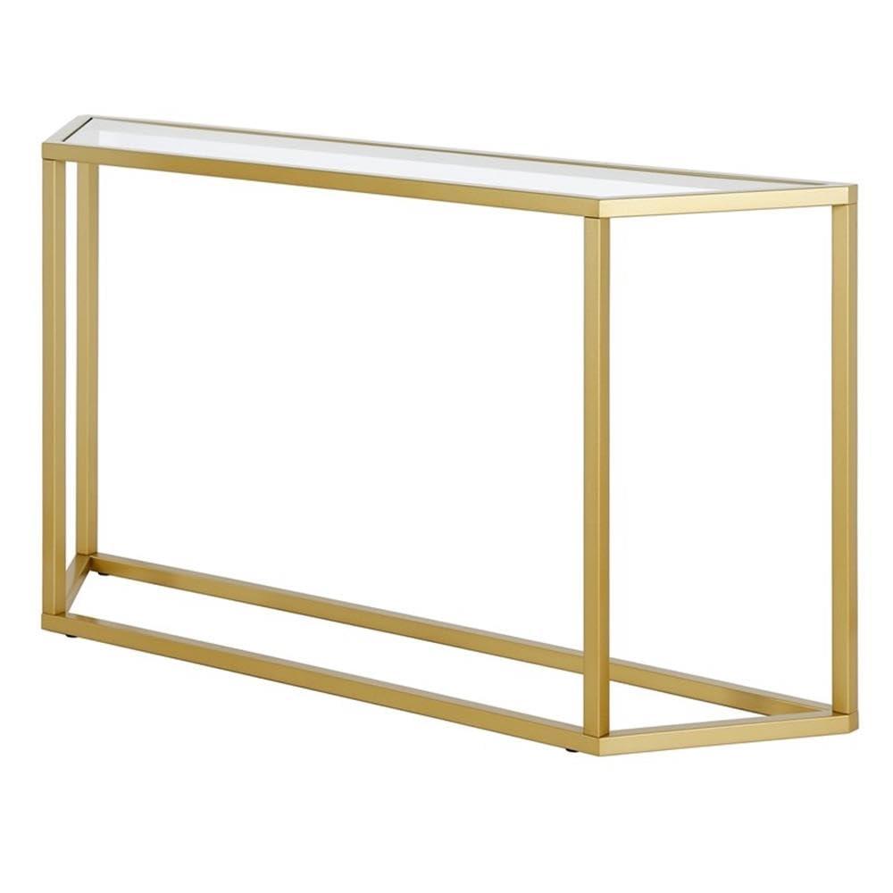 Evelyn&Zoe Levi 55" Wide Trapezoid Console Table, Brass