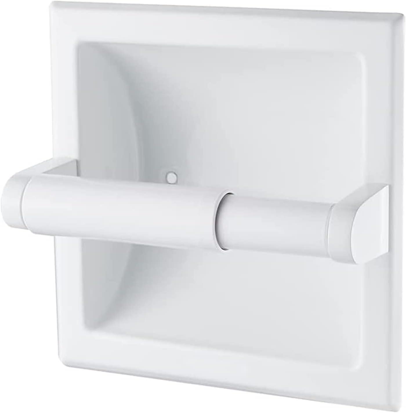 Recessed Toilet Paper Holder White - Bathroom Toilet Tissue Holder Wall Mount Recessed Toilet Paper Roll Holder Stainless Steel