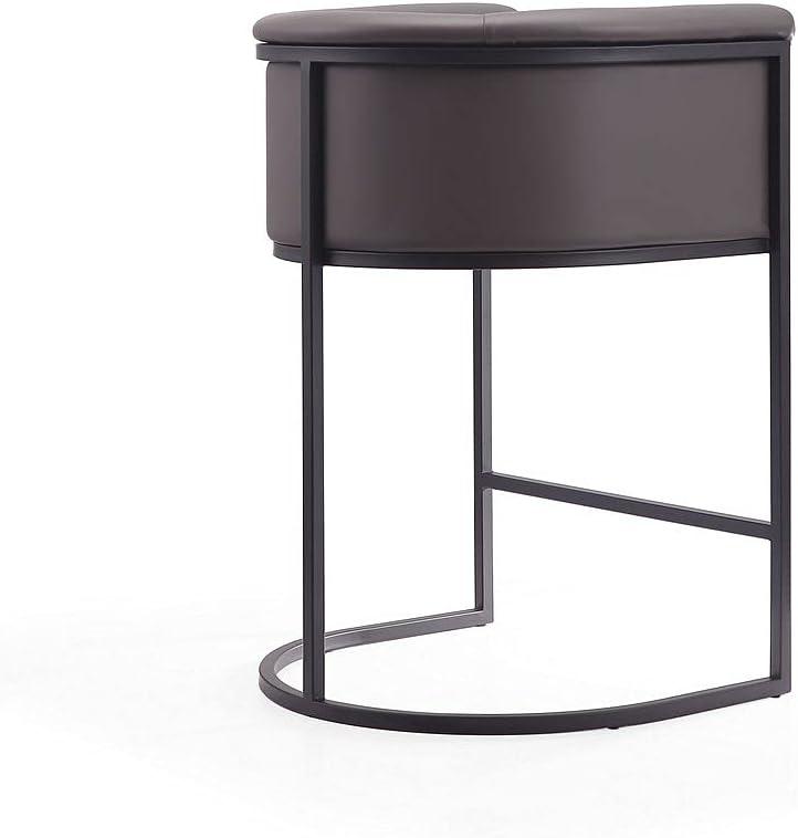 Manhattan Comfort Cosmopolitan Metal Counter Height Barstool Pebble: Upholstered, Low Back, Armrest