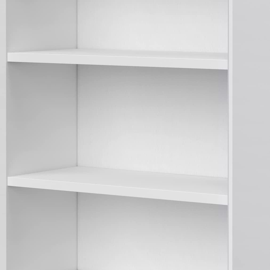 Simpli Home Banting 30"W Solid Wood 4 Shelf Industrial Bookcase with 2 Drawers, Adjustable Shelves, and Metal Base