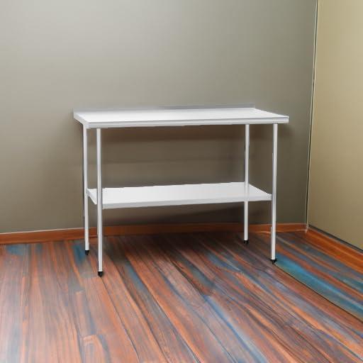 Stainless Steel Table 24 x 48 Inches Metal Prep Table with Backsplash & Adjustable Undershelf for Commercial Kitchen, Outdoor, Restaurant, Hotel & Garage