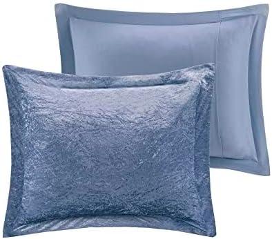 Felicia Crushed Velvet Quilted Duvet Set with Throw Pillow