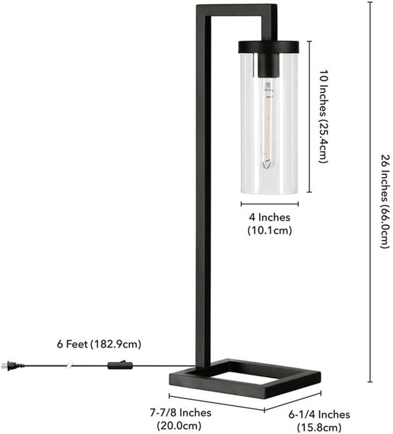 Evelyn&Zoe Lámpara de Mesa Moderna de Metal con Pantalla de Vidrio Transparente