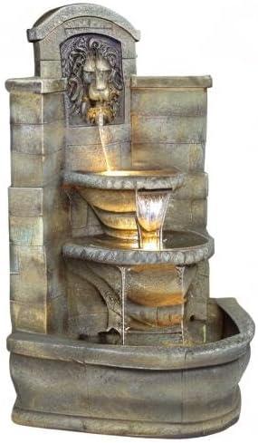 Astoria Grand Saint Remy Lion Corner Fountain with LED Lights