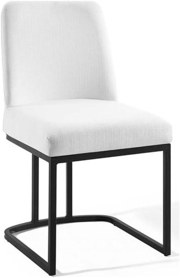 Modway Amplify Sled Base Upholstered Fabric Dining Side Chair, Black White 22 x 19 x 32