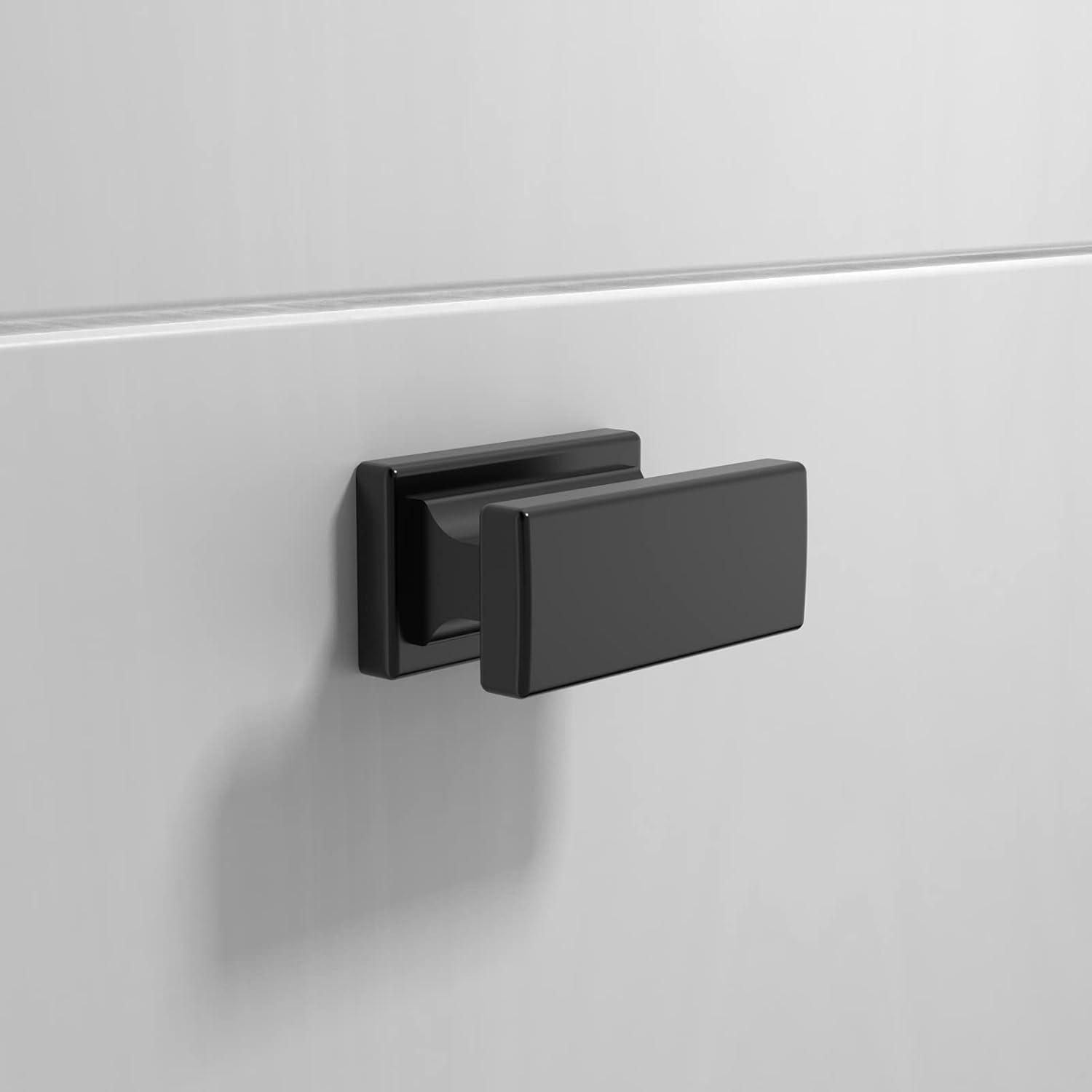 Matte Black Square Zinc Cabinet Knobs with Mounting Hardware