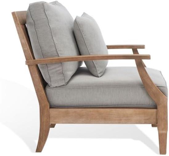 Safavieh Couture Martinique Coastal Eucalyptus Wood Solid Print Armchair, Natural / Beige