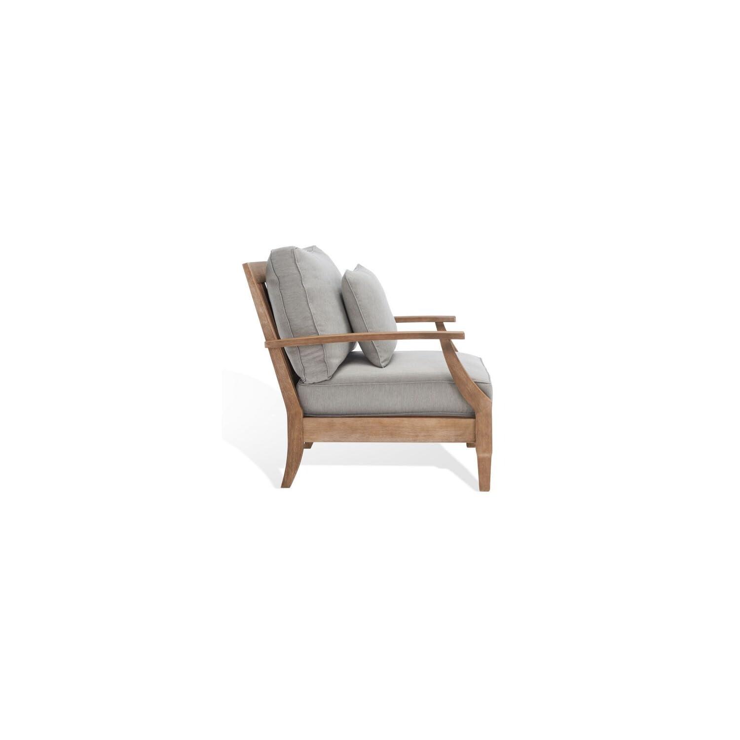 Safavieh Couture Martinique Coastal Eucalyptus Wood Solid Print Armchair, Natural / Beige