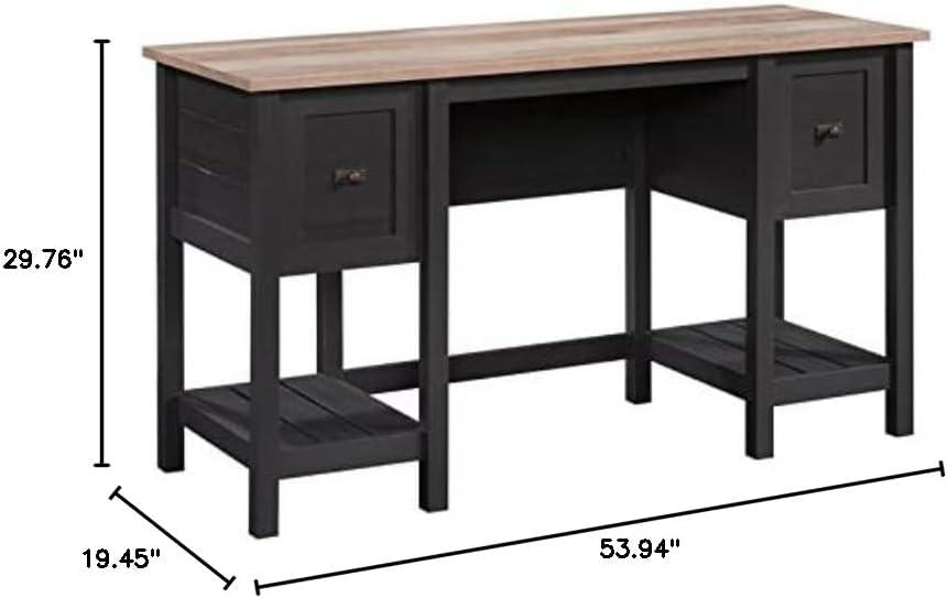 Sauder Cottage Road Double Pedestal Desk with Drawers Raven Oak, Raven Oak Finish