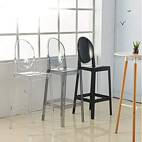 2xhome 25" Seat Height Transparent Kitchen Barstool, Modern Ghost Accent Side Armless Counter Stool With Back, Smoke