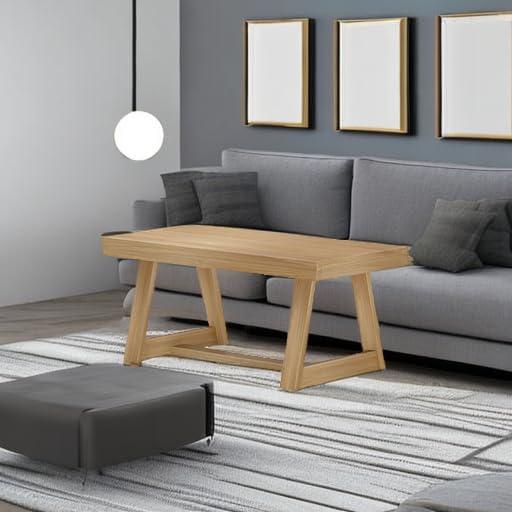 Plank+Beam Solid Wood Classic Rectangular Coffee Table, 48" Farmhouse Coffee Table