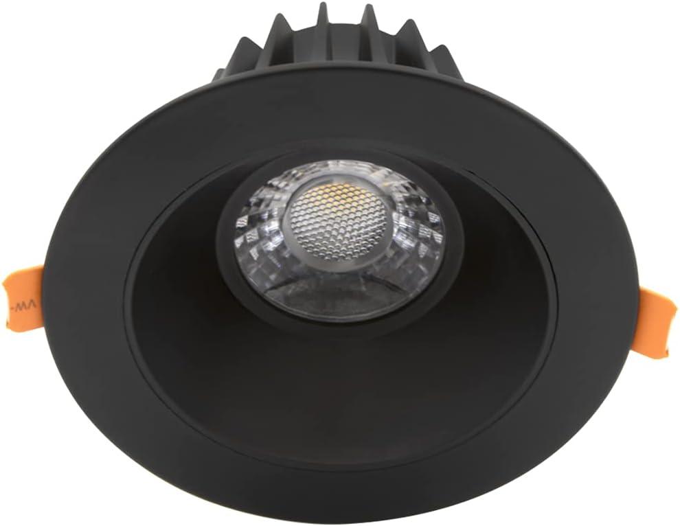 Maxxima 4 in. Ultra Thin Recessed Anti-Glare LED Ceiling Downlight - Canless IC Rated, 1050 Lumens, 5 CCT 2700K/3000K/3500K/4000K/5000K, Dimmable, Round Black Trim, 90 CRI, J-Box Included