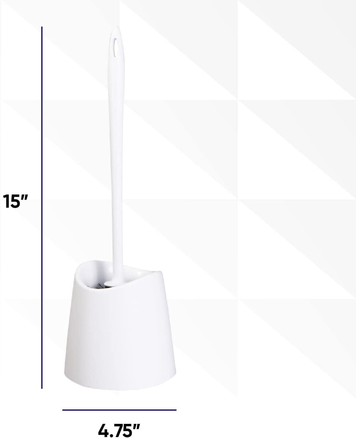Modern Toilet Brush and Holder, White Toilet Bowl Scrub Brush with Storage Caddy, Bathroom Cleaner. by Superio