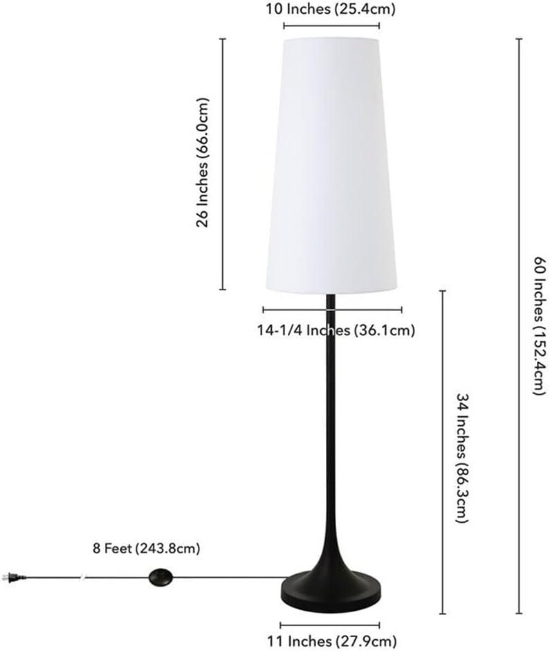 Evelyn&Zoe Yana 60" Tall Floor Lamp with Fabric shade in Blackened Bronze/White