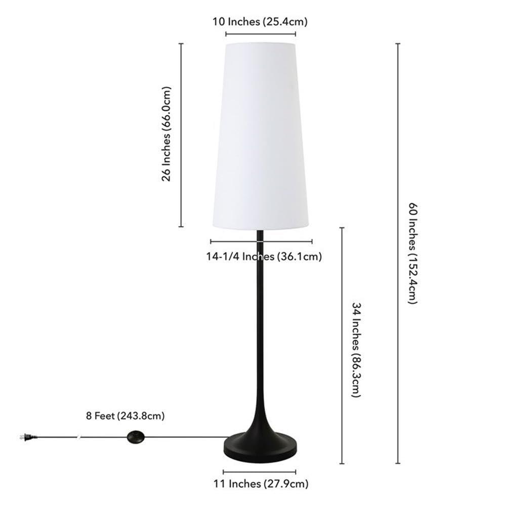 Evelyn&Zoe Yana 60" Tall Floor Lamp with Fabric shade in Blackened Bronze/White