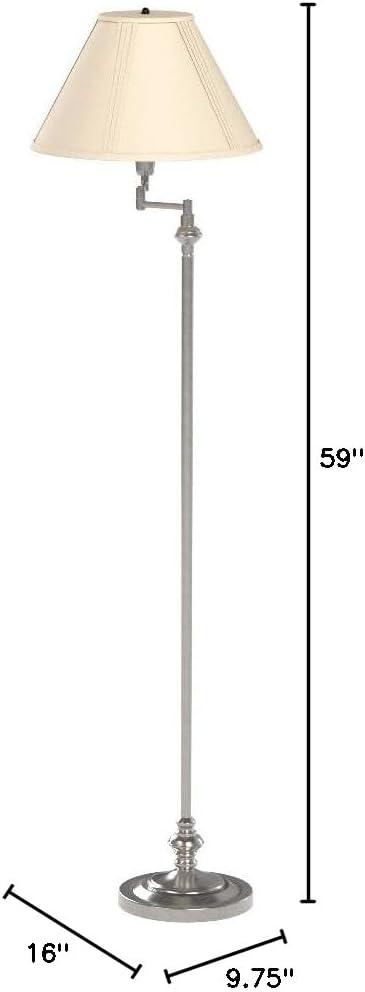 Cal Lighting 16" Transitional Metal Floor Lamp with Swing Arm in Silver