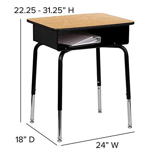 Flash Furniture Goddard Height-Adjustable Open Front Student Desk with Metal Book Box
