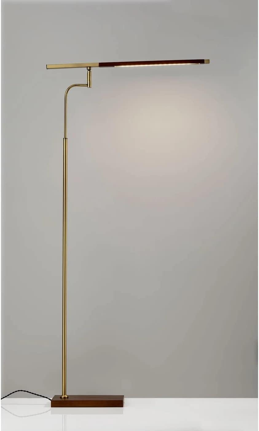 50.5" x 62.5" 3-way Barrett Floor Lamp: LED, Walnut Wood, Touch Sensor - Adesso