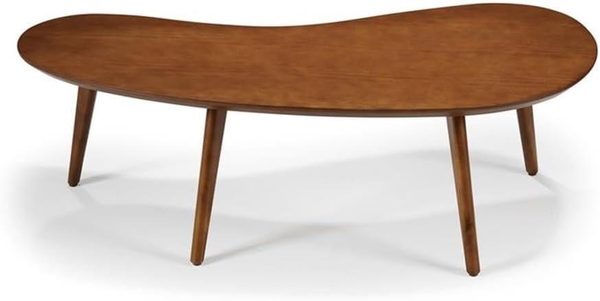 Mid-Century Modern Castanho Pine Wood Oval Coffee Table