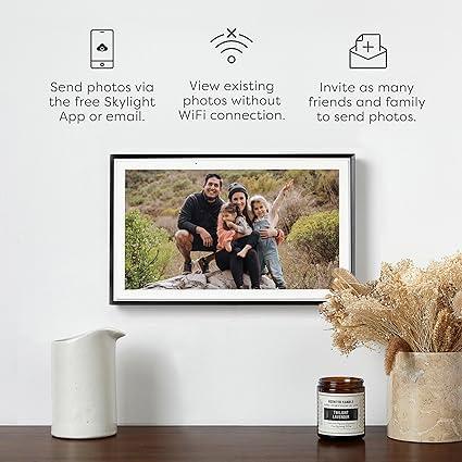 Skylight Digital Picture Frame: 15 Inch WiFi Enabled with Load from Phone Capability, Touch Screen Digital Photo Frame Display - Customizable Gift for Friends and Family - Black