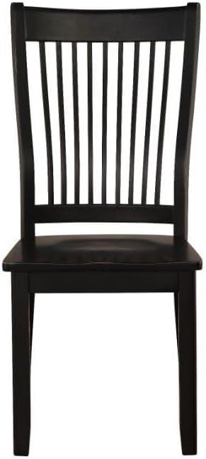 Elegant Renske Black Wooden Side Chair with Slatted Backrest, Set of 2