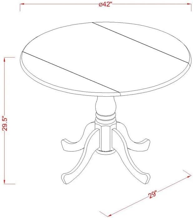 East West Furniture 3 Piece Dining Table Set Contains a Round Kitchen Table with Dropleaf