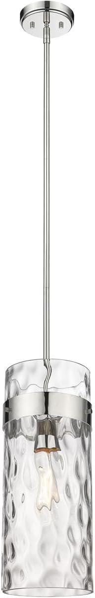 Fontaine Transitional 15" Polished Nickel Pendant with Rippled Glass Shade