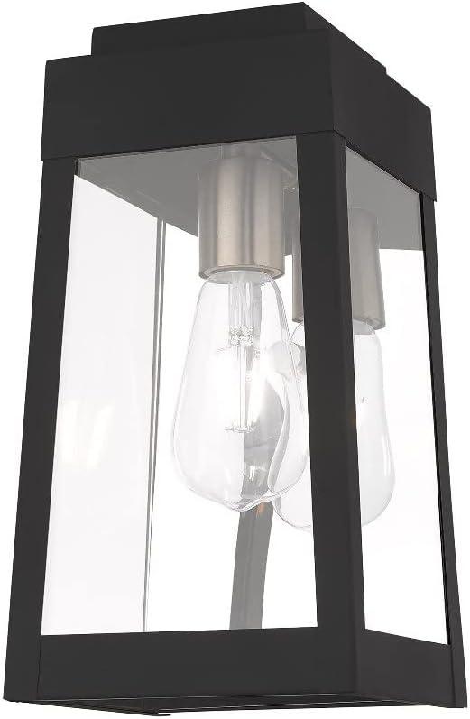 Satin Brass and Clear Glass Modern Industrial Outdoor Lantern