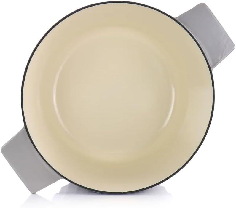 Martha Stewart Martha Stewart Enameled Cast Iron 5 Quart Embossed Stripe Dutch Oven With Lid In Warm Grey