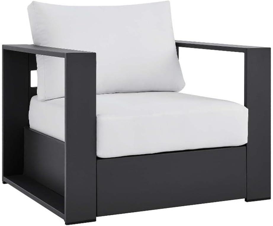 Tahoe 32'' Gray and White Powder-Coated Aluminum Outdoor Armchair