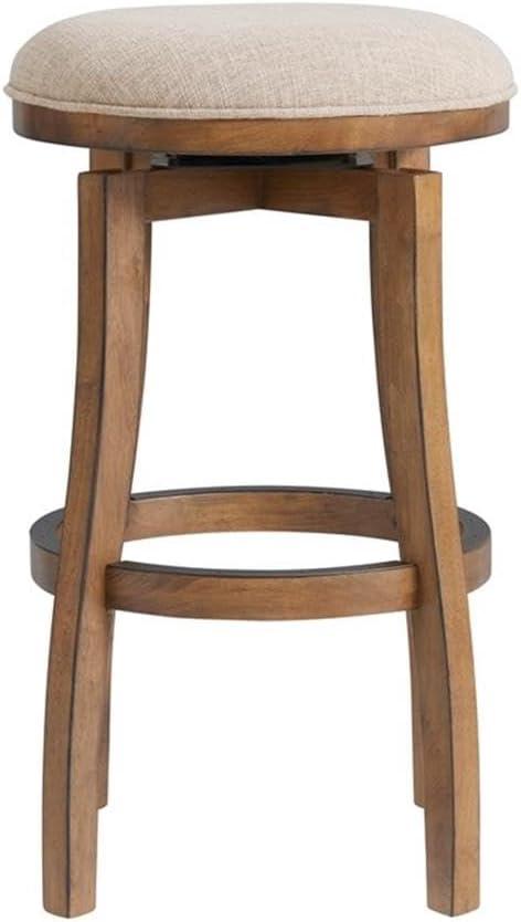 Alaterre Ellie Upholstered Swivel Bar Stool Chairs with Padded Seat and Back, Rubberwood Frame with Metal Kick Plate