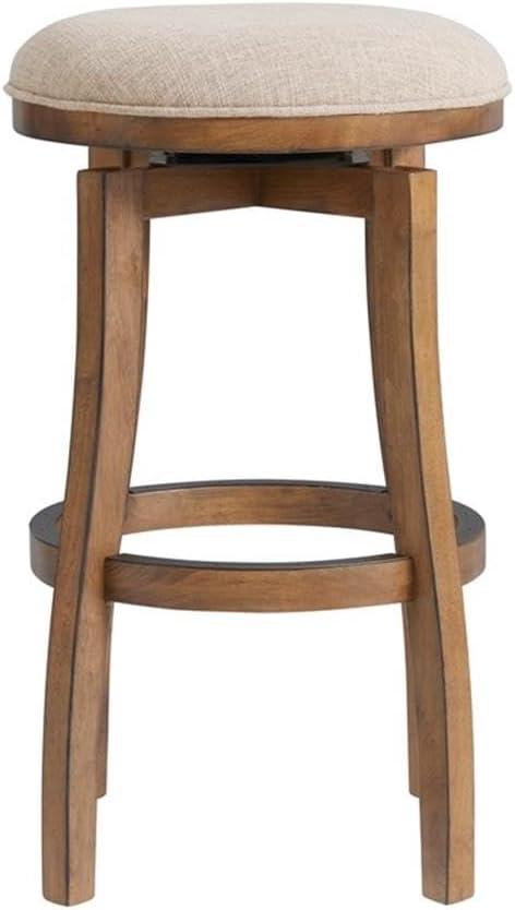 Ellie 21" Wide Solid Rubber Wood Frame Linen Fabric Counter Height Round Swivel Stool