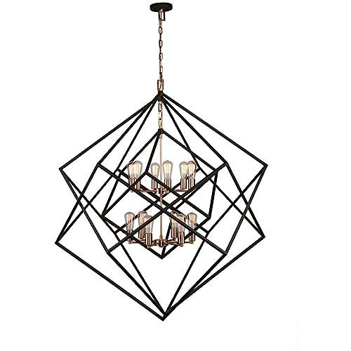 AC11112-Artcraft Lighting-Artistry - 12 Light Chandelier-Matte Black/Harvest Brass Finish    -Traditional Installation