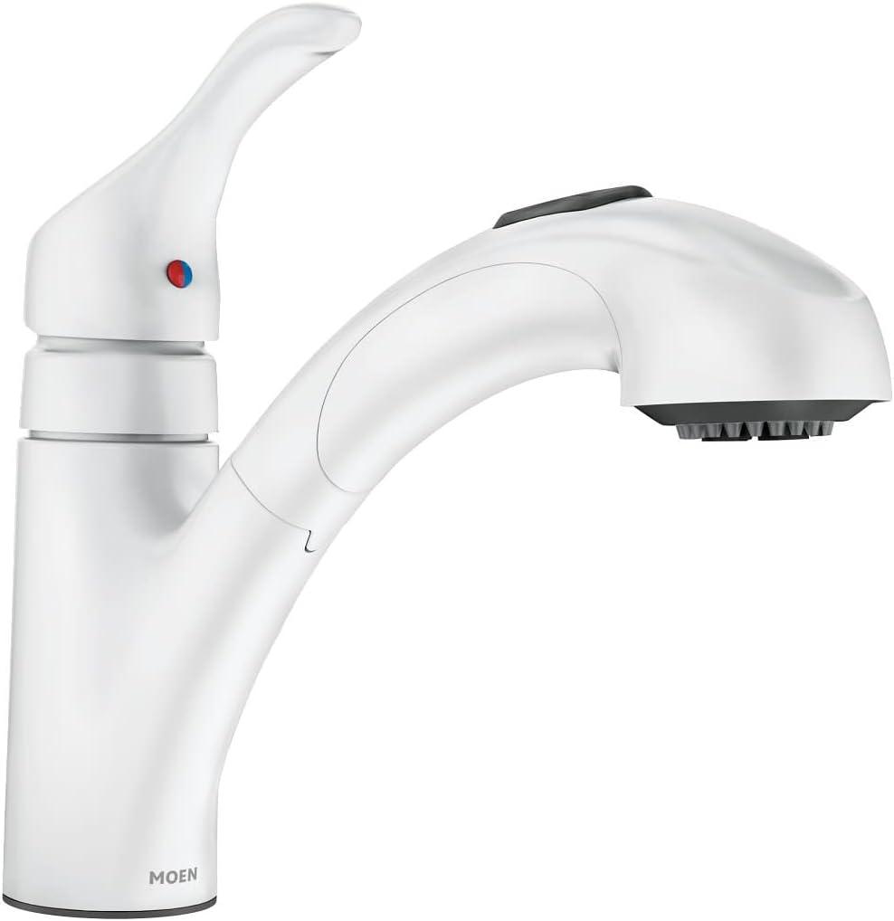 MOEN Renzo Spot Resist Stainless 9 in. H Pull Out Sprayer Kitchen Faucet with 360° Spout Swivel and PowerClean