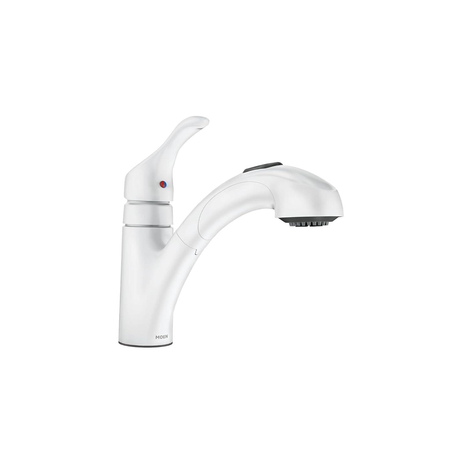 MOEN Renzo Spot Resist Stainless 9 in. H Pull Out Sprayer Kitchen Faucet with 360° Spout Swivel and PowerClean