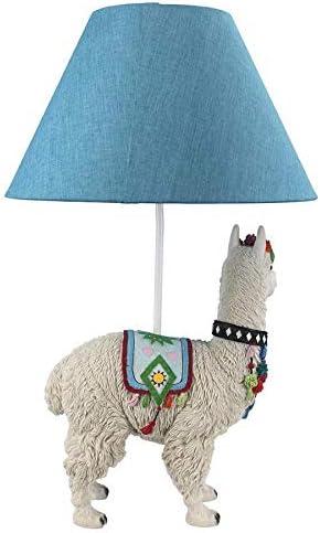 Blue Alpaca Sculptural Table Lamp with Fabric Shade