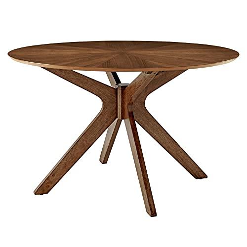 Crossroads 47" Round Walnut Grain Pedestal Dining Table