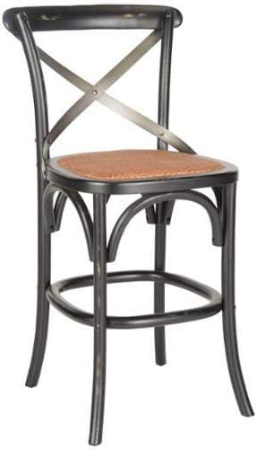 Eleanor Ivory and Black Oak X-Back Counter Stool