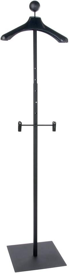 Adjustable Matte Black Metal Floor Standing Costumer with Hanger