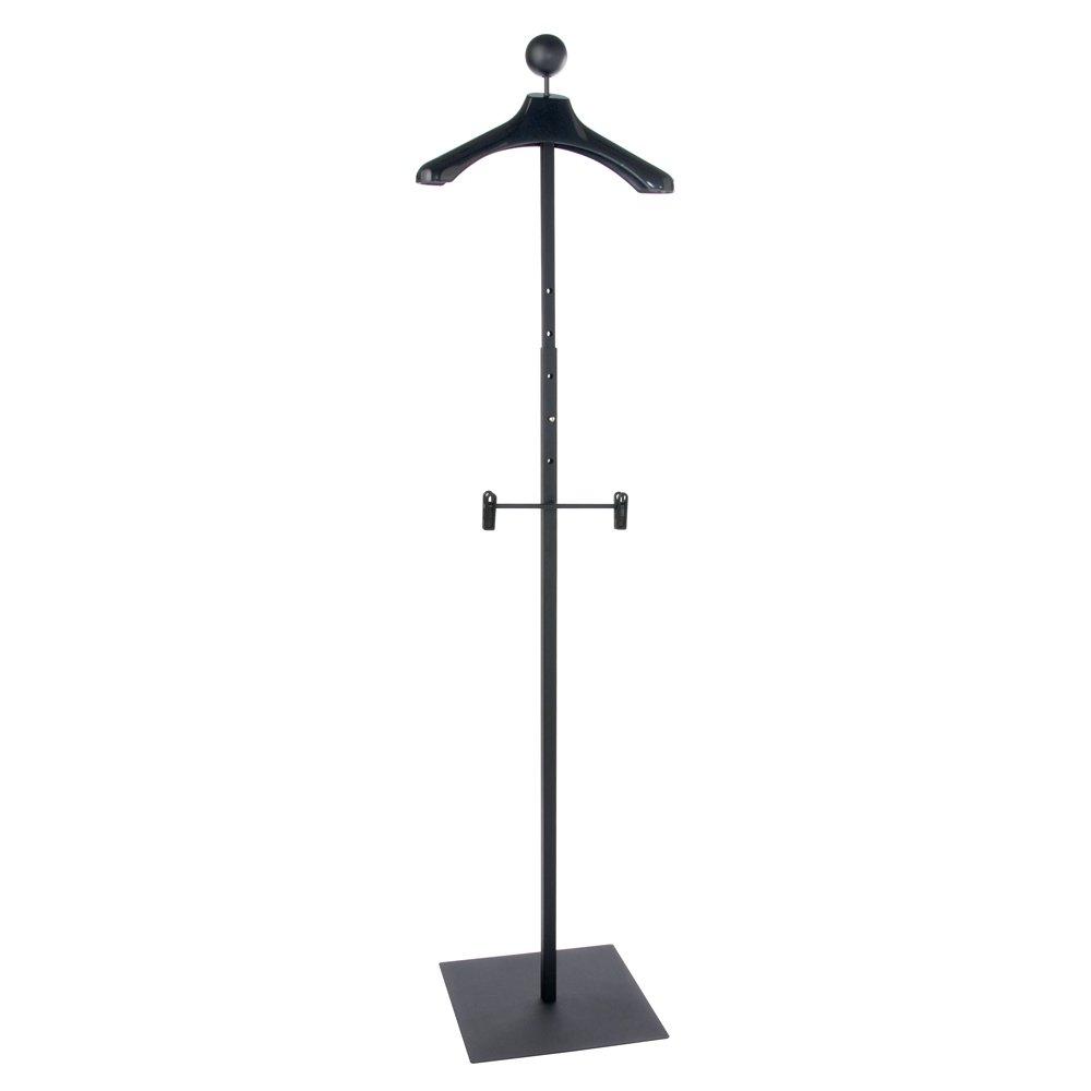 Adjustable Matte Black Metal Floor Standing Costumer with Hanger