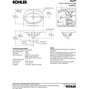 Serif® Ceramic Oval Drop-In Bathroom Sink with Overflow