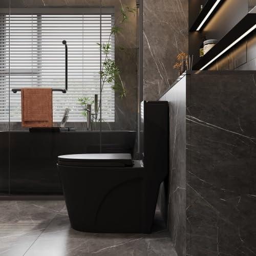 Matte Black High Efficiency Dual Flush One Piece Toilet