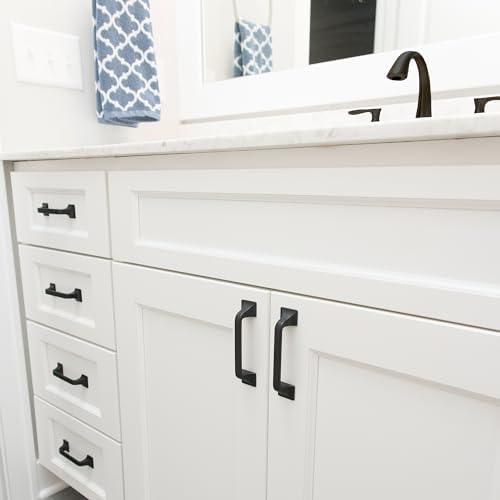 Hickory Hardware Forge Collection Handle Pull - 3" Center to Center Cabinet Pull Black Iron - Farmhouse Hardware for Drawers & Cabinets (Set of 10)