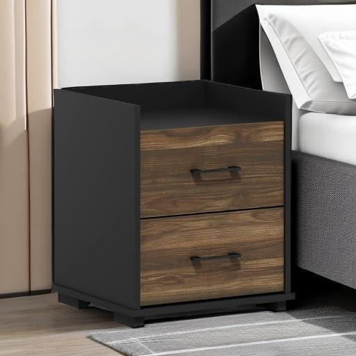 Furinno  Tidur Modern Bedroom Bedside Tables Handle 2-Drawer Chest Nightstand
