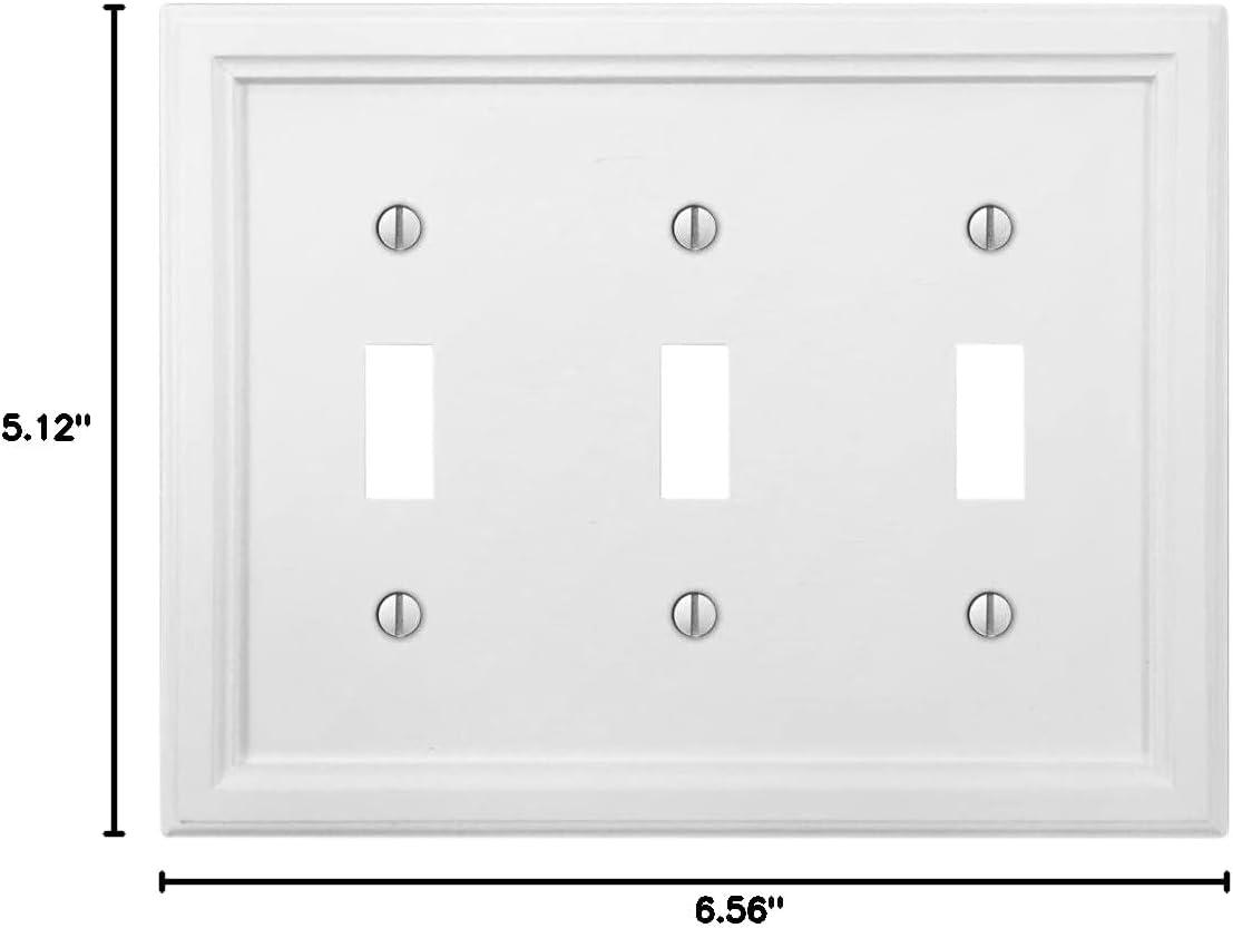 Amerelle 4052TTTW Elly Wallplate, 3 Toggle, Wood, White, 1-Pack