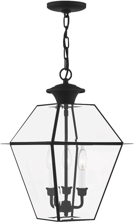 Westover Black Glass 3-Light Outdoor Pendant Lantern