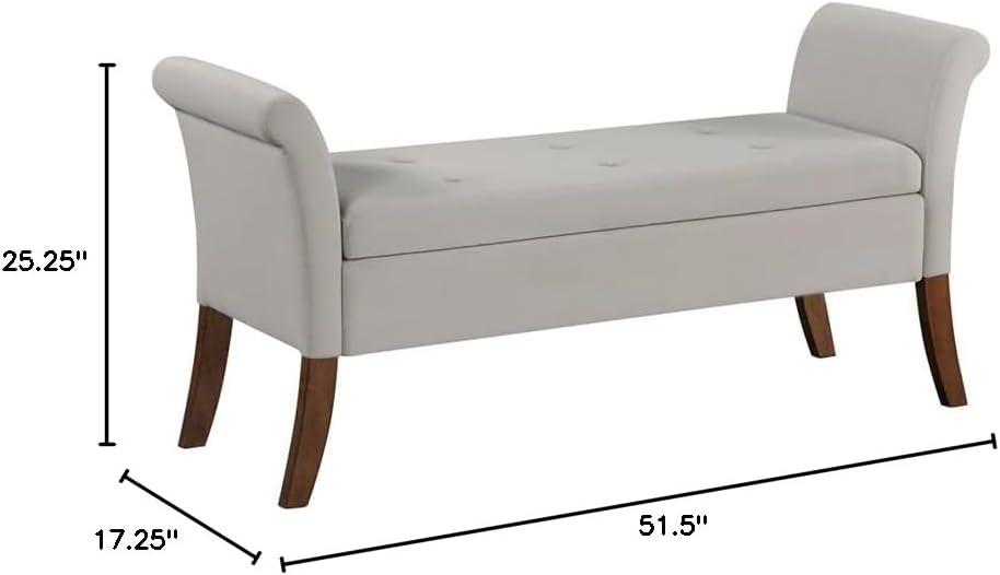 Coaster Farrah Velvet Upholstered Rolled Arms Storage Bench in Beige and Brown