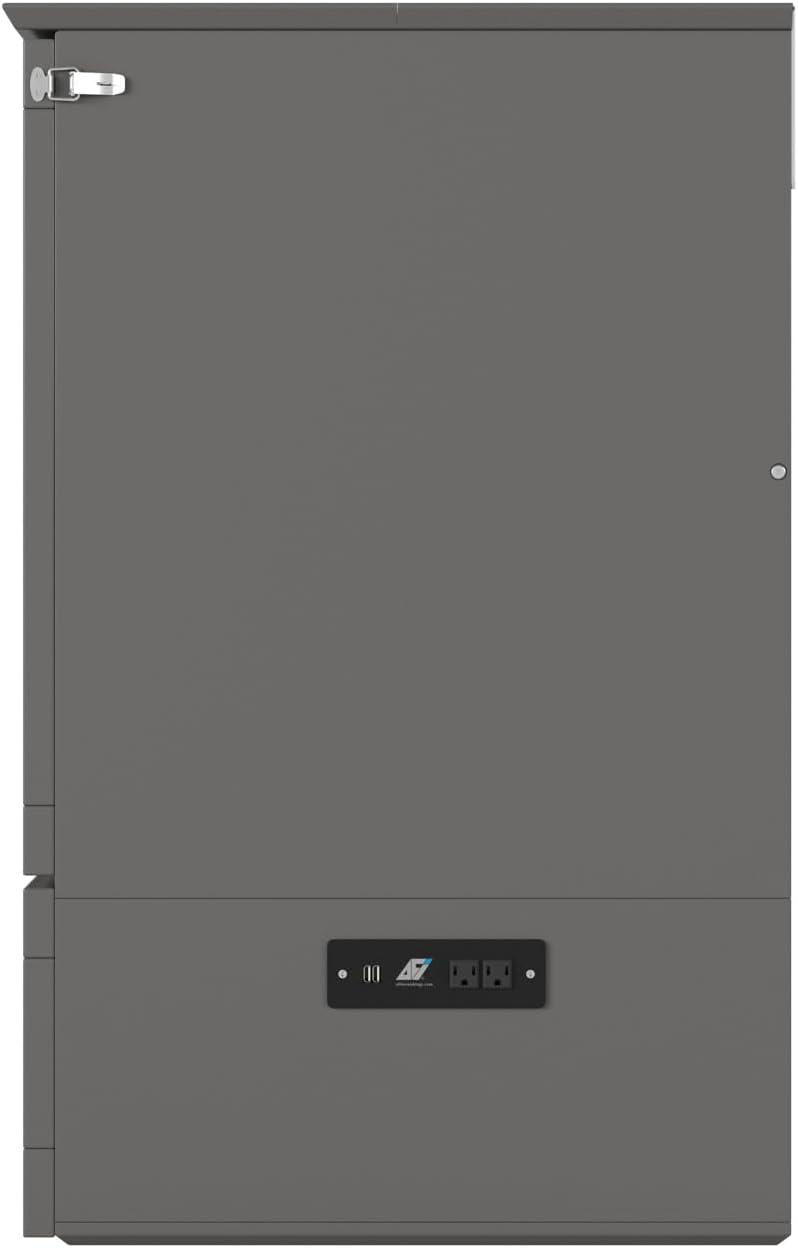 AFI Hamilton Full Solid Wood Murphy Bed Chest with Built-In Charger in Gray